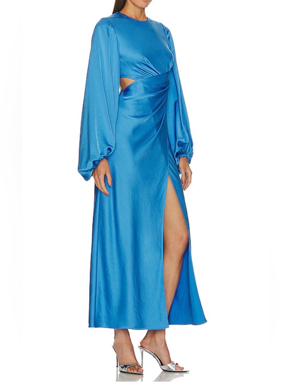 Anthropologie Significant Other Lara Long Sleeve Cutout Maxi Dress Blue 6 NWT
